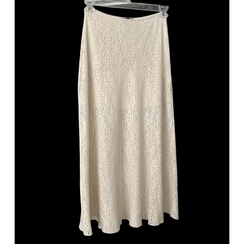 Forever 21 Cream Crochet Lace Maxi Skirt‎ Women's Medium Cottagecore Coquette